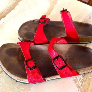 Red Two Strap Birkenstock
